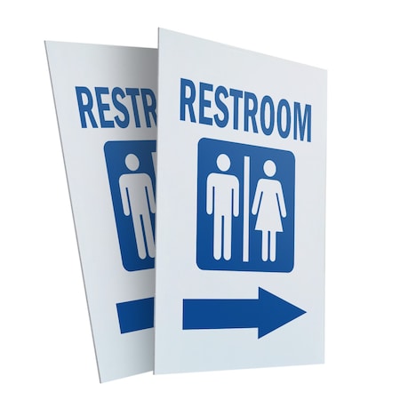Signmission Restroom With Arrow, Plastic Signs Only 24 Inch x 36 Inch, Corrugated Plastic, 2PK CSB-2436-2PACK-Restroom With Arrow