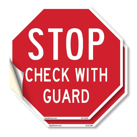 Signmission Stop Check with Guard, 18 inch X 18 inch, Vinyl Decal, 2PK OC-D-2PACK-18-248