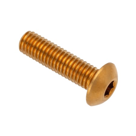 Zoro Select M5-0.80 Socket Head Cap Screw, Button, Plain Brass, 16 mm Length ZBC5X16BR