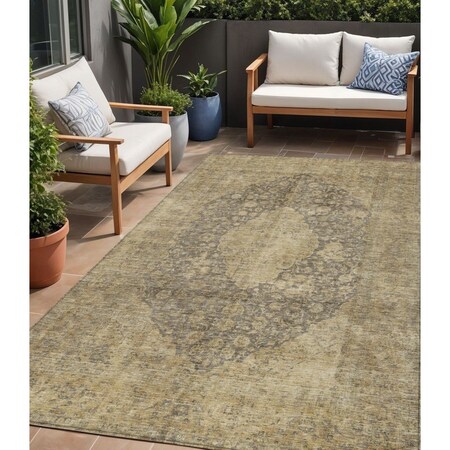 Homeroots 5' X 8' Brown And Beige Medallion Washable Indoor Outdoor Area Rug 616449