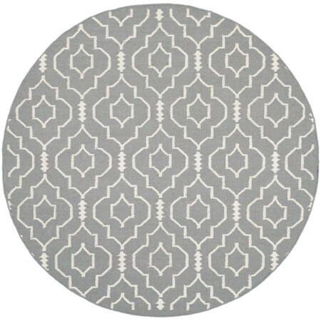 Safavieh Dhurries Round RugsGrey & Ivory 6 x 6 ft. DHU637B-6R