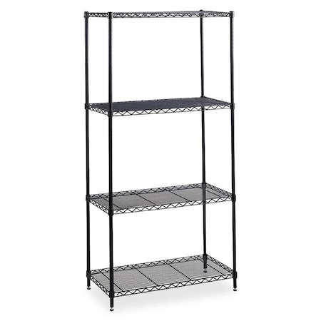 Safco Wire Shelving Unit, 24"D x 36"W x 72"H, 4 Shelves, Black, Width: 36" 5288BL