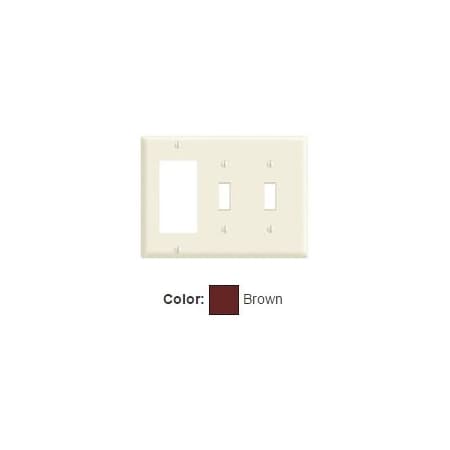 Leviton Combination Wallplate, Midway Size, Gang 3, Brown PJ226