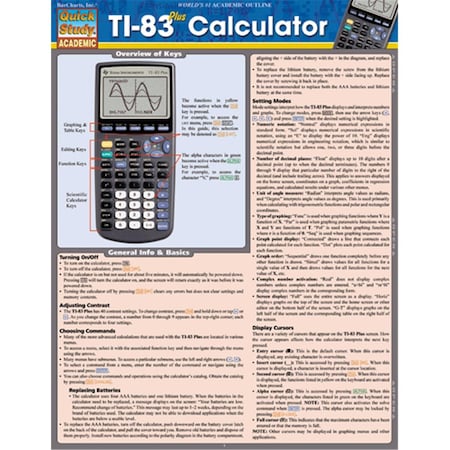 Barcharts Ti-83 Plus Calculator Quickstudy Easel BA35965