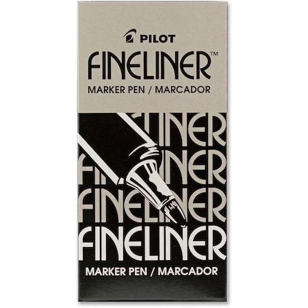 Pilot Marker Pens, 0.7 mm Fine Pen Point, Black Ink, Black Barrel, Acrylic Fiber Tip, Writing, 12, 12PK 11002