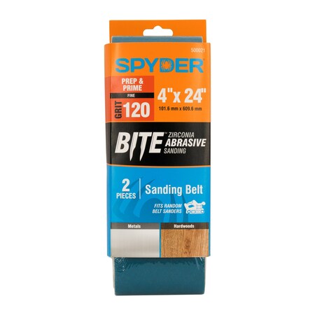 Spyder 4-Inch x 24-Inch 120 Grit Zirconia Tape Joint Sanding Belt, 2PK 500021