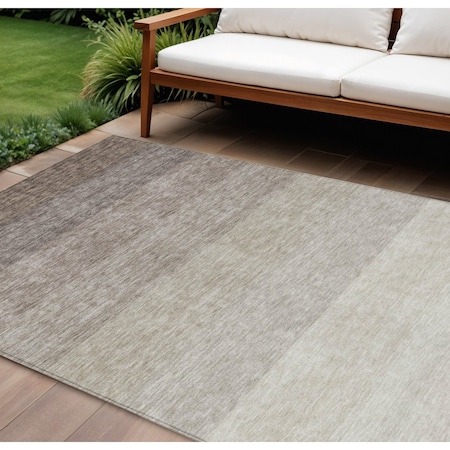 Homeroots 9' X 12' Brown And Ivory Ombre Washable Indoor Outdoor Area Rug 595797