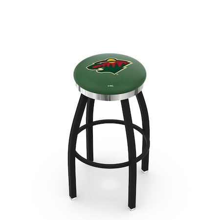 Holland Bar Stool Co 30" Blk Wrinkle Minnesota Wild Swivel Bar Stool, Chrome Ring L8B2C30MinWld