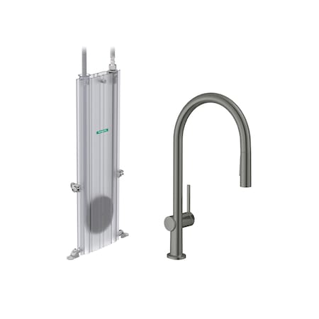 Hansgrohe Talis N HighArc Kitchen Faucet, O-Style, 2-Spray Pull-Down w/ sBox 1.75 GPM in Brushed Black Chrome 72801341