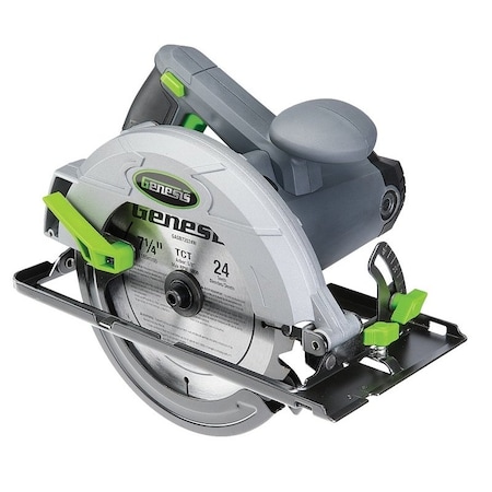 Genesis Circular Saw, 13 A, 7-1/4 in Dia Blade, 2-7/16 in D Cutting, 45 deg Bevel GCS130