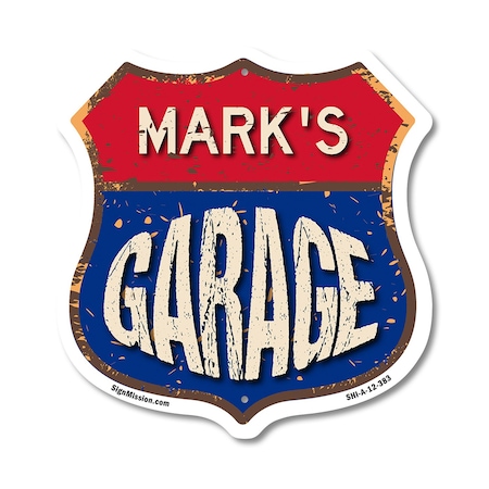 Signmission Mark's Garage, 12 Inch X 12 Inch, Aluminum Metal Sign SHI-A-12-383-MARK