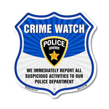 Signmission Neighborhood Crime Watch Shield Sign We, 12 Inch X 12 Inch, Aluminum Metal Sign SHI-A-12-388
