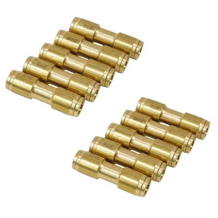 Mytee Products 2Pcs DOT Union Connector Brass Push-Lock Air Brake Fitting 1/4 inTube OD, 5Pcs Set, 2PK MP-ABF-UNION14x2