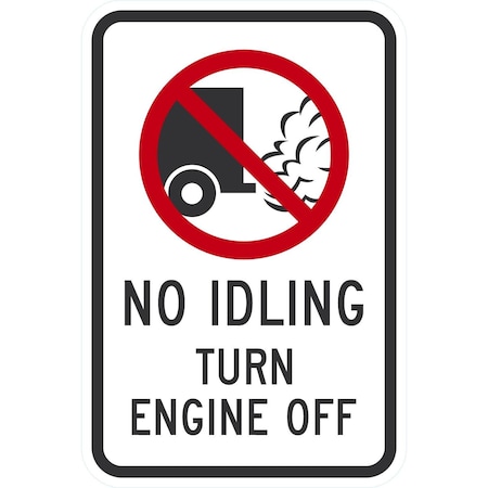 Lyle No Idling Turn Engine Off (W/Sym), 12x18, Engineer Grade, White G-3383-EG_12x18