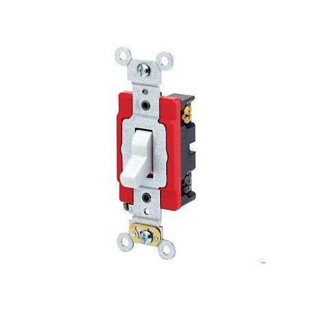 Leviton Toggle 3-Way Illum Ind Gr 20A White 1223-LHW