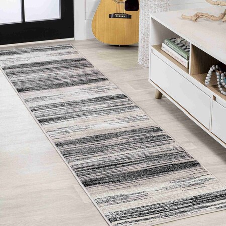 Jonathan Y Austin Gradient Striped Gray/Black 2 ft. x 8 ft. Runner Rug LUX103A-28