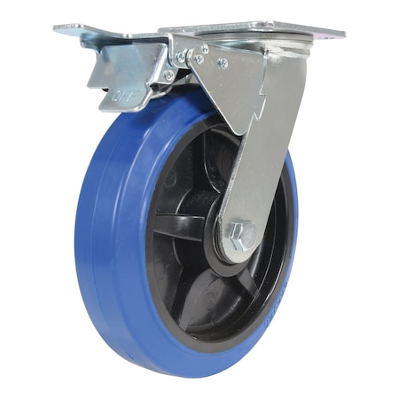 Vestil Elastic Rubber Swivel With Total Brake Caster 8 In. Diameter x 2 In. Width 770 lb Blue/Black CST-BB-8X2ER-SWTB