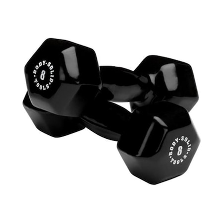 Body-Solid 8 lbs Vinyl Dumbell, Black - Pair BSTVD8PR