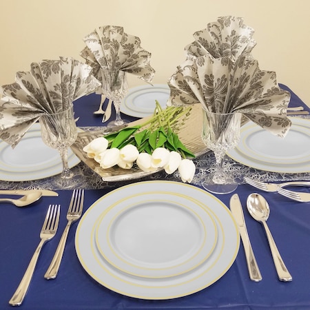 Smarty Had A Party 9" White with Gold Edge Rim Plastic Buffet Plates (120 Plates), 120PK 119G-CASE
