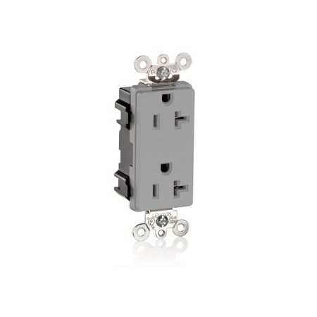 Leviton Commercial Grade Decora Receptacle, 20 Amp, 125 Volt M1636-GY