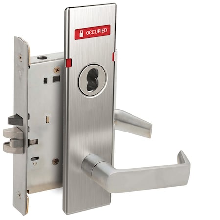 Schlage Grade 1 Entrance Office with Auto Unlocking Mort Lock, 06 Lever, N Escutcheon, Satin Chrome L9056B 06N 626 OS-OCC
