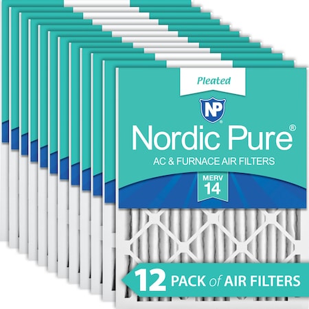 Nordic Pure 10x20x2 Pleated Air Filter, High Capacity, Electrostatically Charged Synthetic Media, MERV 14 10x20x2M14-12