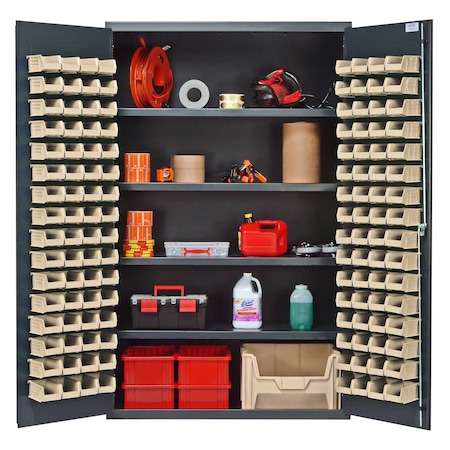 Quantum Storage Systems BEIGE STORAGE CABINET W/128 IVORY BINS QSC-BG-4803IV