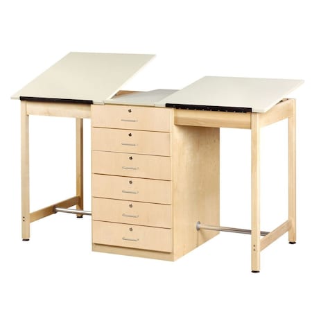 Diversified Spaces Two-Station Drawing Table TWO STATION DRFTNG/ART TABLE, 32-1/2" D X 39-3/4" H, 28" W X Almond DT-80A