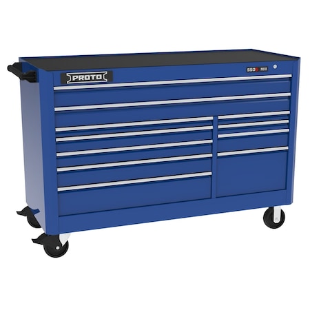 Proto 550 Series Rolling Tool Cabinet, 11 Drawer, Blue, Steel, 66 in W x 27 in D x 46 in H J556646B-11BL