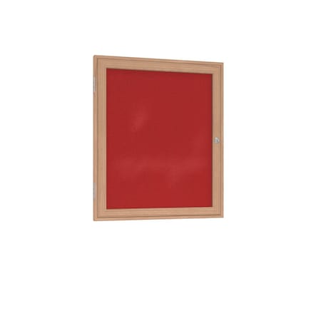 Ghent 1 Door Enclosed Fabric Bulletin Board, Oak Wood Frame, 24''H x 18''W, Red PW12418F-98