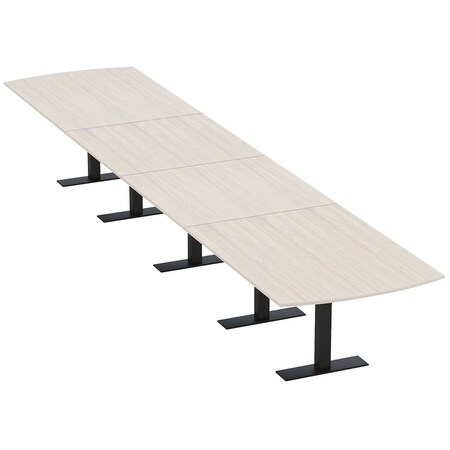 Skutchi Designs 20ft Arc Rectangle Conference Table With Power | Harmony Series | 20 Person Meeting Room Table HAR-AREC-48X240-T.BK-K458-NA