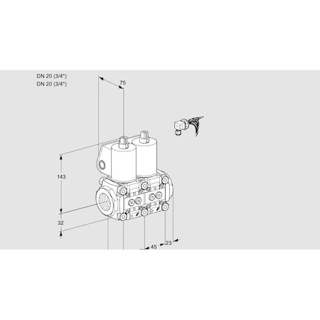 Honeywell Kromschroder VLV ASSY, SOLND, RP3/4, GAS , VCS 20R/20R05N KS88100019
