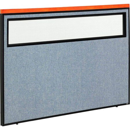 Global Industrial Interion Deluxe Office Partition Panel with Partial Window, 60-1/4"W x 43-1/2"H, Blue 694760WBL