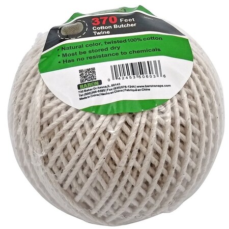 Baron Butcher Twine, 1/8 in Dia, 370 ft L, 13 lb Working Load, Cotton, Brown 50603