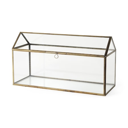 Homeroots 6" Clear And Gold Glass And Metal Box 392579