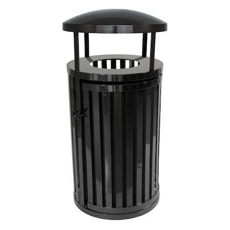 Ex-Cell Kaiser 45 Gallon Covered Trash Can with Gate, Black SCTP-40 D BLK