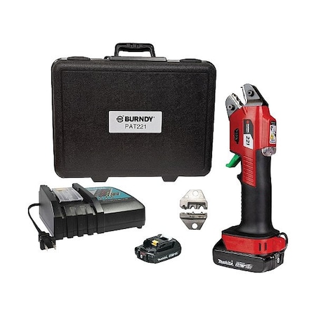 Burndy Battery Crimper, 18 V DC, 18V, Die, 2 Ah PAT221C02A2