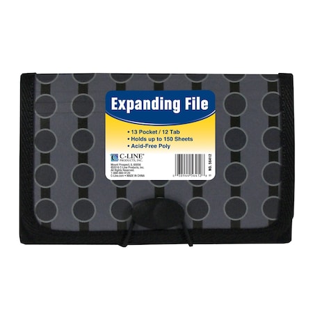 C-Line Products 8-1/2" x 11" Fashion Circle Series Coupon Size 13-Pocket Expanding File, 12EA/DS 56412-DS