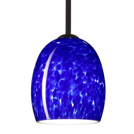 Besa Lighting Besa Lucia Stem Pendant, Blue Cloud, Black Finish, 1x 9W LED 1TT-169786-LED-BK