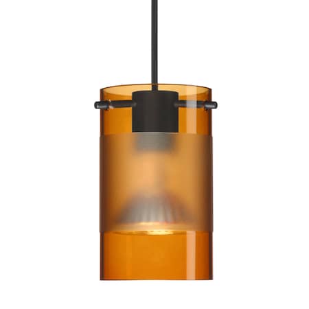 Besa Lighting Besa Scope Pendant, Armagnac/Frost, Black Finish, 1x 50W MAX GY6.35 Base 1XT-6524EG-BK