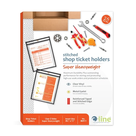 C-Line Products Shop Ticket Holders, Clear, 8 1/2x11", PK25 46911