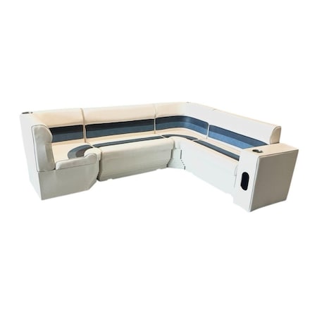 Horizon Mfg Premium 9 Piece Pontoon Furniture Set White/Navy/Blue Premium 002-AADK