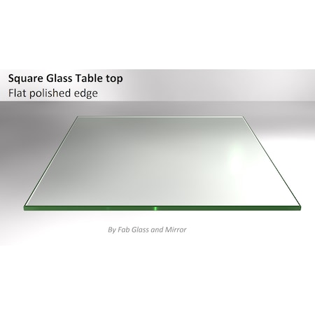 Fab Glass And Mirror 48in in Clear Square, 1/2in Thick Flat Polished Tempered Radius Corners Glass Table Top 48SQR12THFLAN