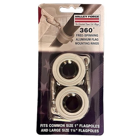 Valley Forge 1 in. L Aluminum Flag Mounting Rings Brushed, 2PK 62665