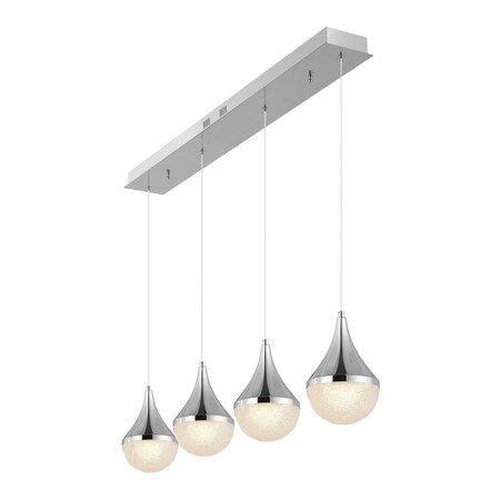 Jonathan Y Elyse Teardrop 47" 4-Light Modern Mid-Century Iron/Acrylic Integrated Linear LED Pendant, Chrome/Whit JYL7122A