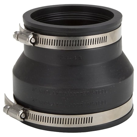 Prosource Coupling, 4 x 3 in, PVC, Black FC56-43