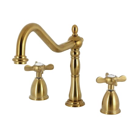 Kingston Brass Double-Handle Widespread Kitchen Faucet, Brushed Brass KB1797BEXLS
