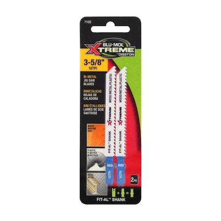 Blu-Mol Xtreme 3-5/8 in. Bi-Metal Universal Jig Saw Blade 10 TPI, 2PK E0217102