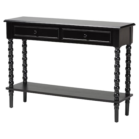Baxton Studio Malinda Classic Black Wood 2-Drawer Console Table with Spindle Legs 253-14069-ZORO