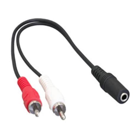 Cable Wholesale CableWholesale  6 in. 3.5 mm Stereo to 2 RCA Adapter Cable, Black 30S1-01261